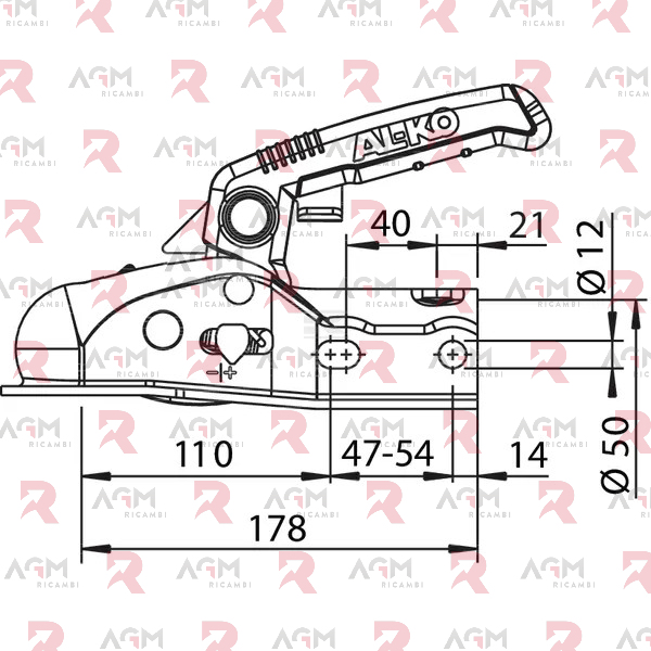 AL-KO GIUNTO A SFERA TONDO AK 161 CON SOFT DOCK – RIDUTTORI Ø mm. 35/45/50