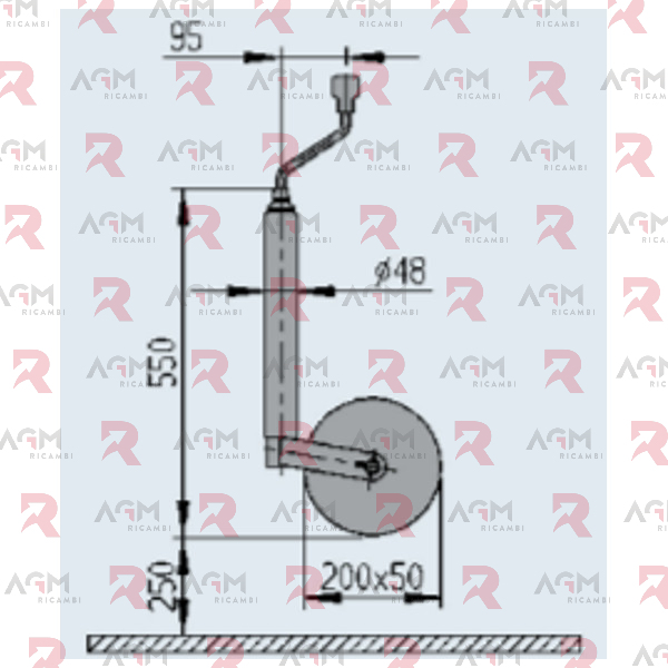 RUOTINO TELESC. TUBO Ø mm. 48 – RUOTA LAM. mm. 200X50 – PLUS