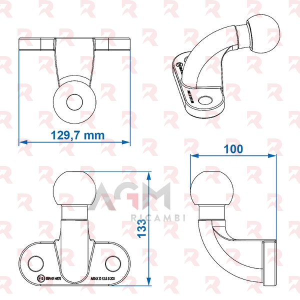 SFERA CURVA PER GIUNTO PORTATA KG. 3500/210 – Ø mm. 50