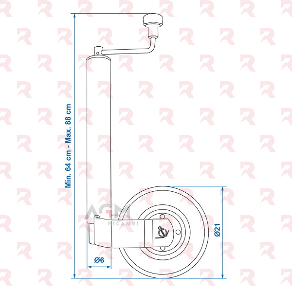 RUOTINO TELESCOPICO TUBO Ø mm. 60