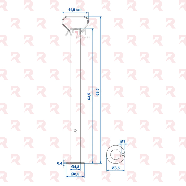 PIEDINO D’APPOGGIO TUBO mm. 48 H= mm. 700