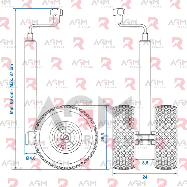 RUOTINO TELESCOPICO DOPPIO – TUBO Ø mm. 48