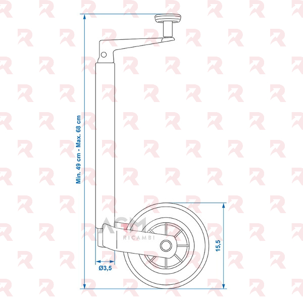 RUOTINO TELESCOPICO TUBO Ø mm. 35