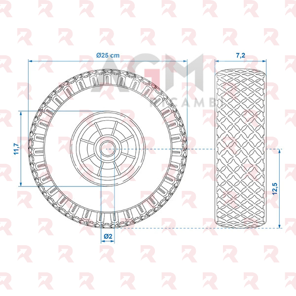 RUOTA IN POLIURETANO 260X85