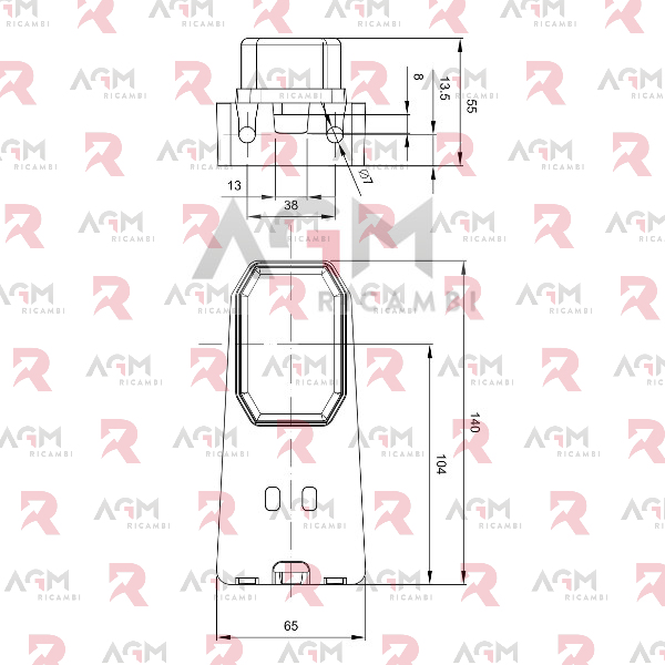 FANALE INGOMBRO CON CATADIOTTRO ARANCIO 12V