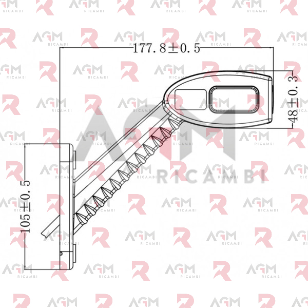 FANALE INGOMBRO LATERALE SX INCLINATO 90° BIANCO/ROSSO/ARANCIONE LED