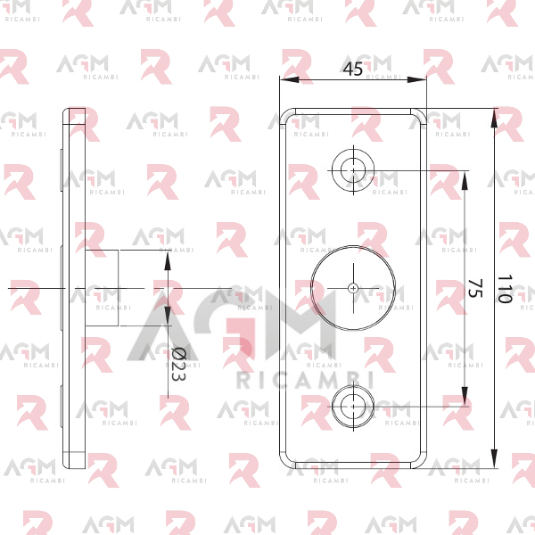 FANALE INGOMBRO POSTERIORE CON CATADIOTTRO ROSSO 12/24V  (CAVO 2×0,50 – CM. 15)