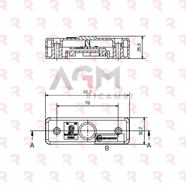 FANALE INGOMBRO LATERALE CON CATADIOTTRO ARANCIO 12/24V (CAVO 2×0,50 – CM. 60)