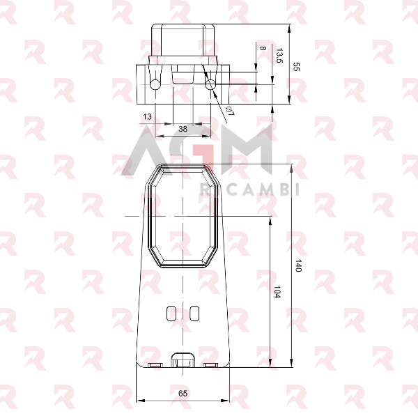 FANALE INGOMBRO LATERALE CON CATADIOTTRO BIANCO 12/36V  (CAVO 2×0,75 – CM. 40)