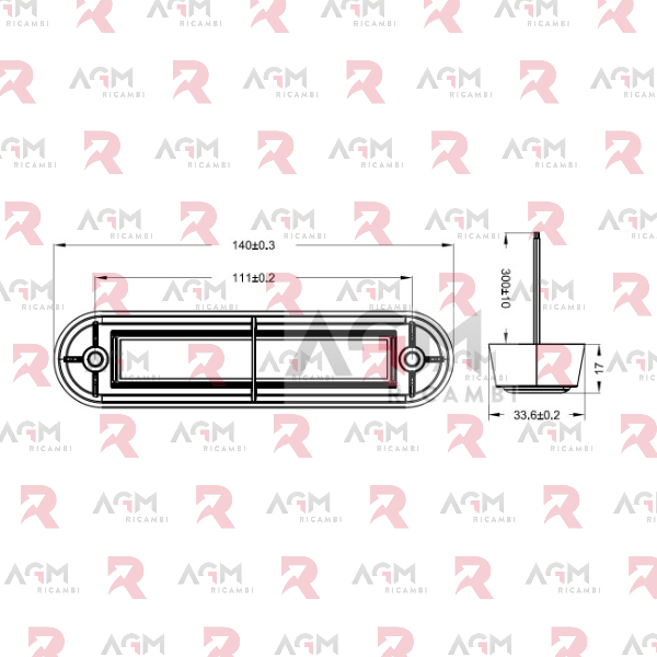 FANALE INGOMBRO ANTERIORE CON CATADIOTTRO BIANCO 12/24V  (CAVO 2×0,50 – CM. 30)