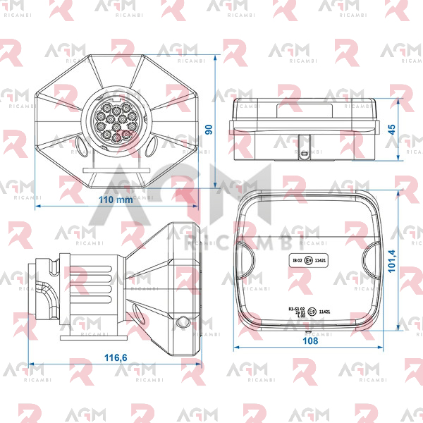 KIT FANALI POST. C/MAGNETI – WIRELESS (BLUETOOTH) SPINA 13 POLI