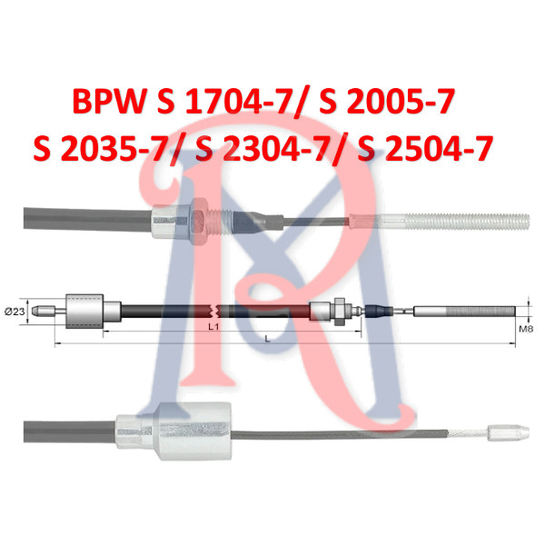 BPW Cavo freno a mano mm. 730/955 – 05.089.33.77.0
