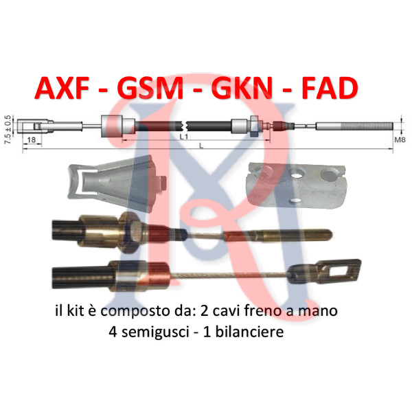 AXF/GSM Kit Cavi freno a mano mm. 1300/1565