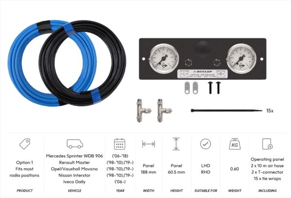 Option 1 with Sprinter ’06 – / DIN1 panel / Master X70 (and 2x 10 m air hose)