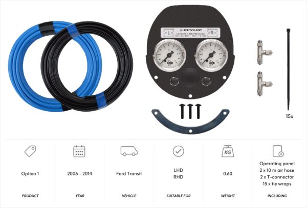 Option 1 with Transit ’06 – ’14 panel (and 2x 10 m air hose)