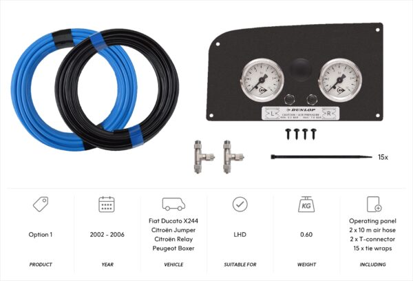 Option 1 with X244 panel (and 2x 10 m air hose)