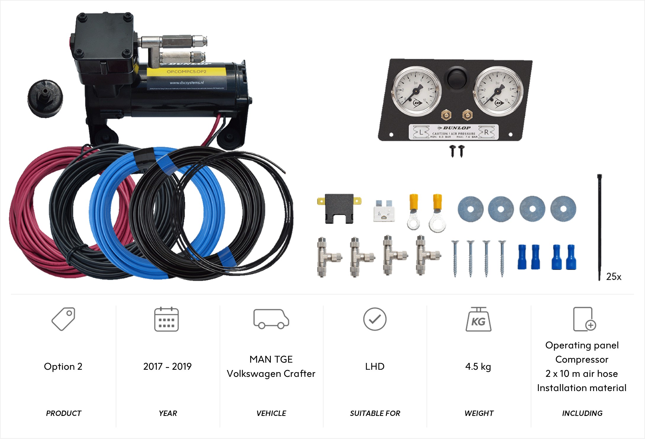 Option 2 with Crafter ’17 panel (and 2x 10 m air hose)