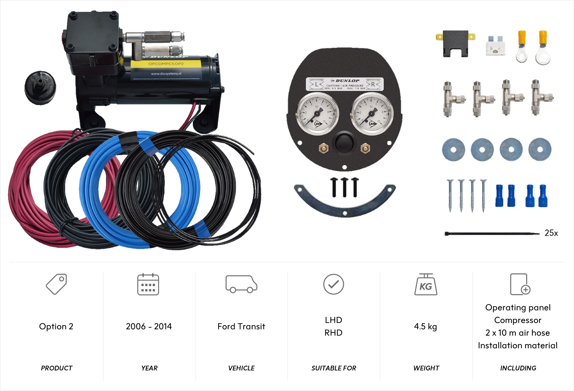 Option 2 with Transit ’06-’14 panel (and 2x 10 m air hose)