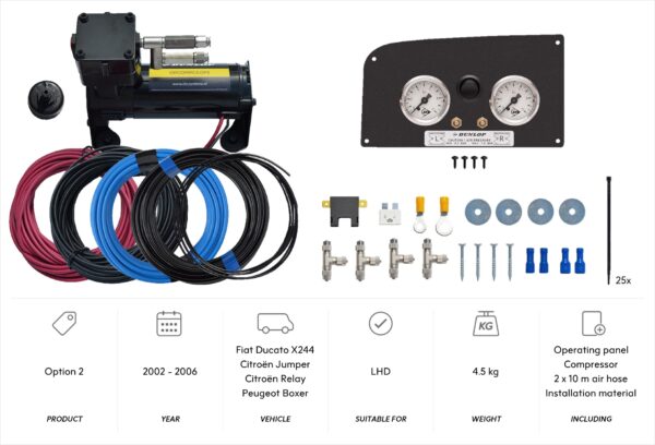 Option 2 with X244 panel RHD (and 2x 10 m air hose)