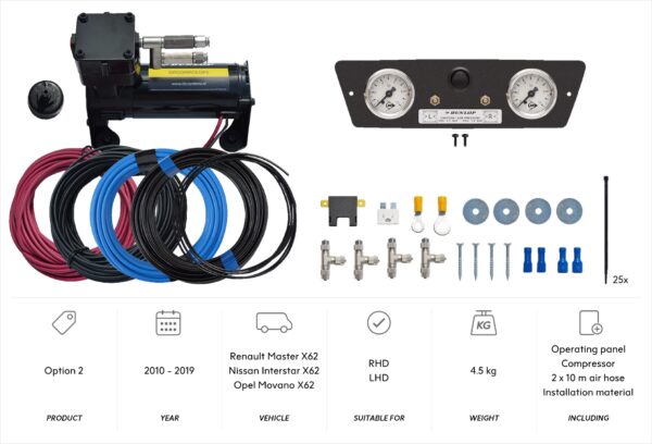 Option 2 with Master X62 panel (and 2x 10 m air hose)