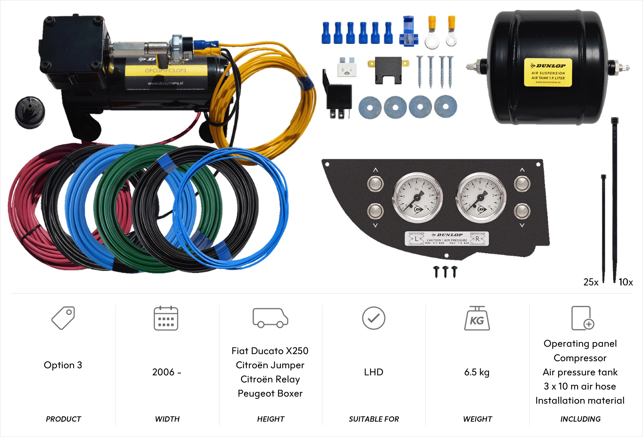 Option 3 with X250 panel (and 3x 10 m air hose)