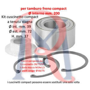 Kit cuscinetto compact mm. 39x72x37